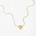 Eleganter vergoldeter Herzanhänger mit Perlenrand an einer glatten Schlangenkette - Herzform mit Perlenrand (KD1603) / Gold