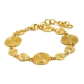 Vintage 18K gold plated stainless steel bracelet with spiral conch fossil textured charms - Conch Fossil Bracelet - Gold