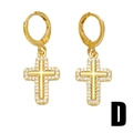 Fashionable gold butterfly cross earrings with white zircons on a white background - Style D-Cross/White Zirconia