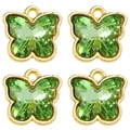 Set di quattro ciondoli a farfalla in cristallo verde smeraldo con bordo dorato fai da te - Verde Smeraldo