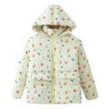 Quilted floral hooded jacket for children featuring colorful fruit print and front zipper - S / Light Yellow Floral