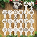 16er Set weiße Kaffee-Schablonen mit Weihnachtsmotiven auf Holzgrund für Milchschaum - 2025 Modell (16er-Set)
