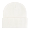 Classic white knit beanie hat with cuff design for outdoor winter warmth and comfort - One Size / Beige