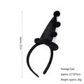 Halloween clown headband with black and white pointed hat and plush pom-poms for party - Black and White Satin Hat Style