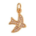 Detail of bird pendant with gold plating and sparkling cubic zirconia crystals - Flying Bird / Gold