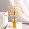 Artistic crystal money tree with yellow gemstone leaves in a clear square glass bowl - Square Glass Base Willow - Citrine