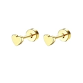 Minimalist gold heart-shaped stainless steel stud earrings with secure screw-back closures - Gold Heart Stud Earrings Pair