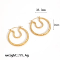 Hammered gold irregular double hoop earrings for women made of durable stainless steel - Gold Irregular Double Hoop Earrings (TE60179-G)