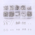 Kit creazione gioielli con ganci per orecchini argento e scatola portaoggetti a 10 vani - Scatola Singola / Oro bianco
