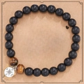 8mm black frosted beads bracelet with compass charm and inspirational card for friends - Matte Black Compass With Card