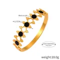 Goldener Wabenarmreif mit schwarzen Acryleinlagen in geometrischer 18 Karat Vergoldung - Goldfarbenes Armband
