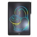 Black 8.5 inch LCD writing tablet featuring a colorful cartoon cat drawing and stylus - 16" / Black