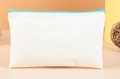 Blank cream canvas cosmetic bag with vibrant turquoise zipper for personalized storage - 21*12 Lake Blue