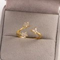Bague dorée ajustable ornée d'étoiles et papillon en zircons scintillants dans son écrin - Or / Style Papillon Étoile Zircon (Style 22)