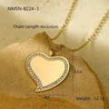 Customizable 18K gold-plated heart necklace with sparkling rhinestones and an adjustable chain - Gold Heart (NMSN-B224-1)