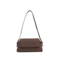 Minimalist dark brown suede underarm bag with flap closure and vintage strap detail - Brown