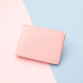 Slim pink PU leather driver license holder with two card slots and fine stitching - Pink