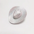 Mini cappello da festa argento iridescente con trama a griglia per decorazioni festive - Rosa con Griglia Argentata