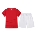 Kids sports set with red short-sleeve T-shirt and white elastic waist shorts - Top And Bottom / Red/White / 100cm
