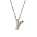 Polished silver letter Y balloon pendant necklace in 18K white gold finish - Steel-Letter Y