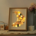 DIY handmade seashell night light frame with warm LED crescent moon decoration - Natural Wood Color Moon-shaped Photo Frame + (includes Seashells Pearls Alcohol Glue And String Lights) / 8-inch Hollow 3cm