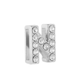 Silver stainless steel 10mm letter N charm with sparkling white rhinestones inlay - Letter N / 10mm Full Drill Letter / Silver