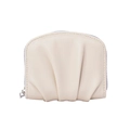 Chic cream seashell coin purse with pleated texture and stylish zipper closure - Off-white