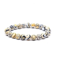 Handmade 8mm natural stone malachite beaded elastic bracelet for men in multi-color pattern - 8mm Bead Diameter / Yellow Black White Stripe