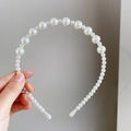 Elegant white faux pearl headband with graduated beads for a classic retro bridal style - Classic Gradient Medium Pearl