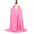 Pink chiffon hijab scarf shown on a mannequin featuring lightweight breathable fabric - Hot Pink
