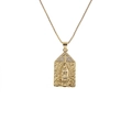 Vergoldete Jungfrau Maria Halskette mit Kreuz und Diamanten an einer Box-Kette - 0249DL-Bogen Kreuz Jungfrau Maria