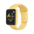 Pastel yellow Y68 smart watch with silicone strap showing calorie and step tracking - Yellow