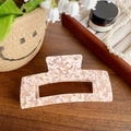 Pinza de pelo grande clásica con textura de mármol de acetato en rosa, blanco y violeta - Latte Floral 13cm