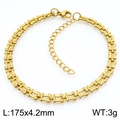 Golden music note link bracelet with rectangular hollow links, 175mm length and 4.2mm width - Gold Rectangular Openwork Chain (KB189681-Z)