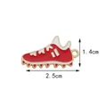 Red enamel football shoe alloy pendant with gold plating and dimension markings - Red Shoe
