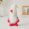 Gnome de Noël tricoté avec bonnet blanc et patch coeur rouge pour décoration maison - Homme Chapeau Blanc
