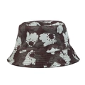Fashionable bucket hat featuring a large white floral print design on a dark base - Dark Brown White Floral (XW2115-4)