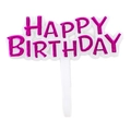 Metallic purple Happy Birthday cake topper with white plastic base for party decor - No.9 Rose Red