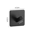 Matte black 304 stainless steel adhesive wall hook with 4.5cm square base and 3.5cm depth - Square Slanted Hook [Black]