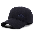 Cappellino da baseball invernale blu scuro da uomo con ricamo e trama a maglia fitta - Blu navy