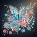 5D DIY diamond painting kit featuring a blue butterfly and flowers on premium velvet - Colorful Jewelry Butterfly / 20x30cm