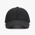Quick-dry breathable black mesh baseball cap with laser-perforated holes for sun protection - Adjustable / Black
