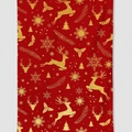 Christmas dish towel in red fabric with golden reindeer and snowflake patterns - Mjbt66-11（1pc)