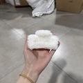 Minimalist white plush square hair claw clip for women's autumn winter hairstyles - Medium White (approx. 10cm)