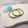 Boucles d'oreilles créoles dorées de 40mm avec cristaux verts en acier inoxydable 18k - Or 18 carats / 40mm / Vert