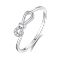 Elegant S925 sterling silver bow ring for women featuring sparkling white zircon accents - US 6 / Fdjz-264 / White Gold