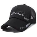 Gorra de béisbol deportiva de malla negra para hombre con bordado CRACY de verano - Ajustable / Negro