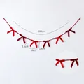 Red velvet Christmas bow garland 180cm banner for holiday party wall decoration - Red and Wine Red