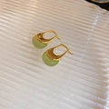 Créoles en forme de U plaquées or avec incrustation de pierre vert clair translucide - 19# Or - Sac Vert