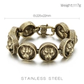 Pulsera de hombre de acero inoxidable chapada en oro con eslabones de tigre, 225x22mm - Estilo Cuenta de Relieve de Cabeza de Tigre (KB152707-KJX)